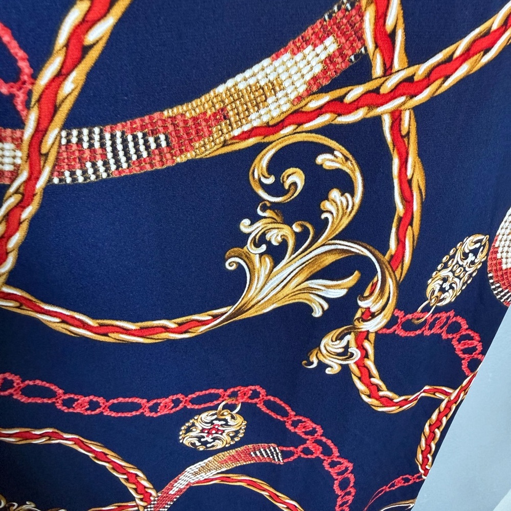 Apt. 9 Navy Dress with Red and Gold Chain Motif - Picture 6 of 7